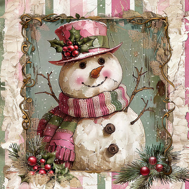 Pink Snowman Sign, DCO-102213, Sign For Wreath, 10x10in Metal Sign